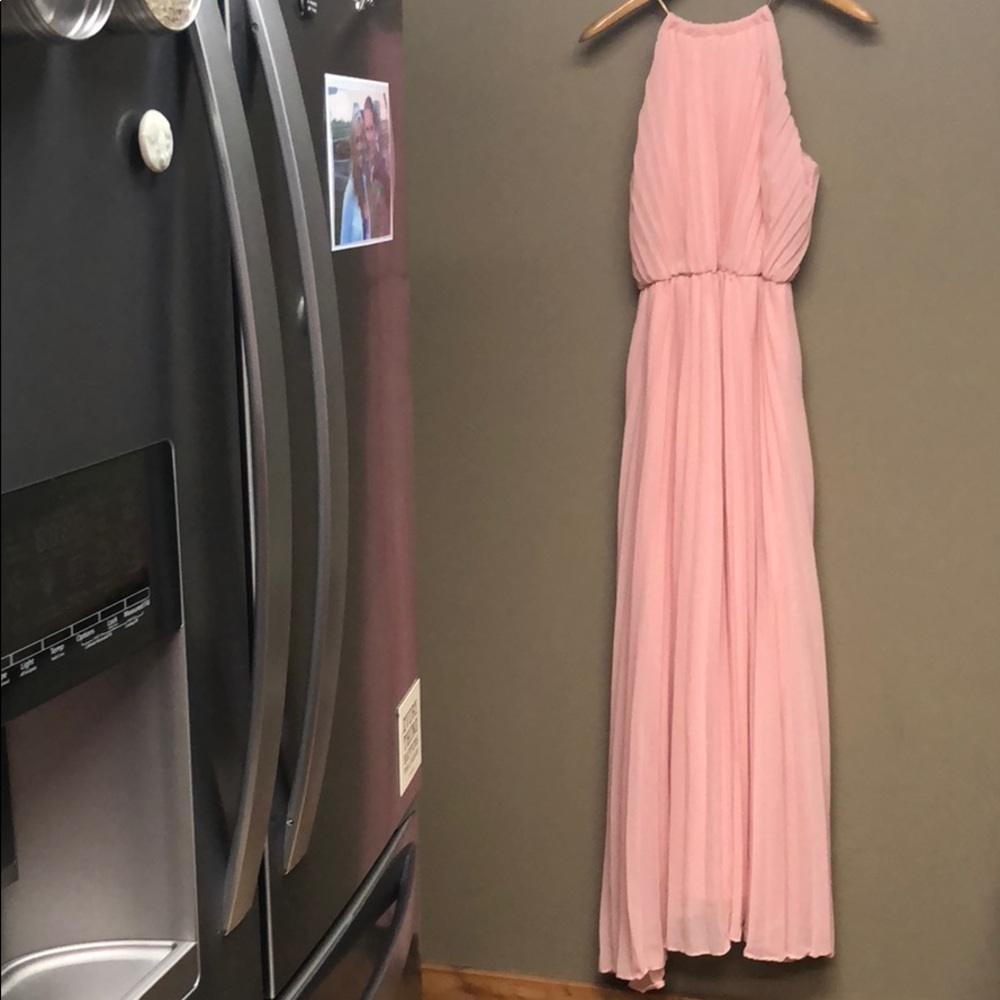 Pink chiffon bridesmaid dress